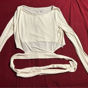Alo Yoga off white, wrap, cropped top.